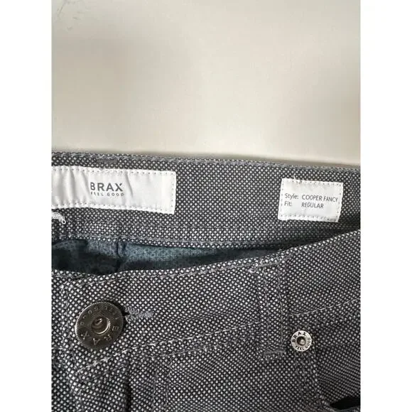 Brax Cooper Fancy Regular 33/30 Gray Black Diamond Comfort Chino Office Casual - Picture 6 of 9